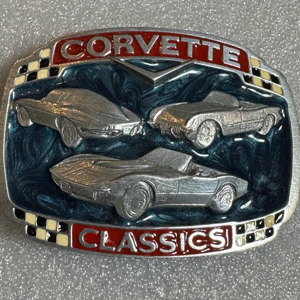 Corvette Classics Belt‎ Buckle Metal Cars Racing Emblem Reissue